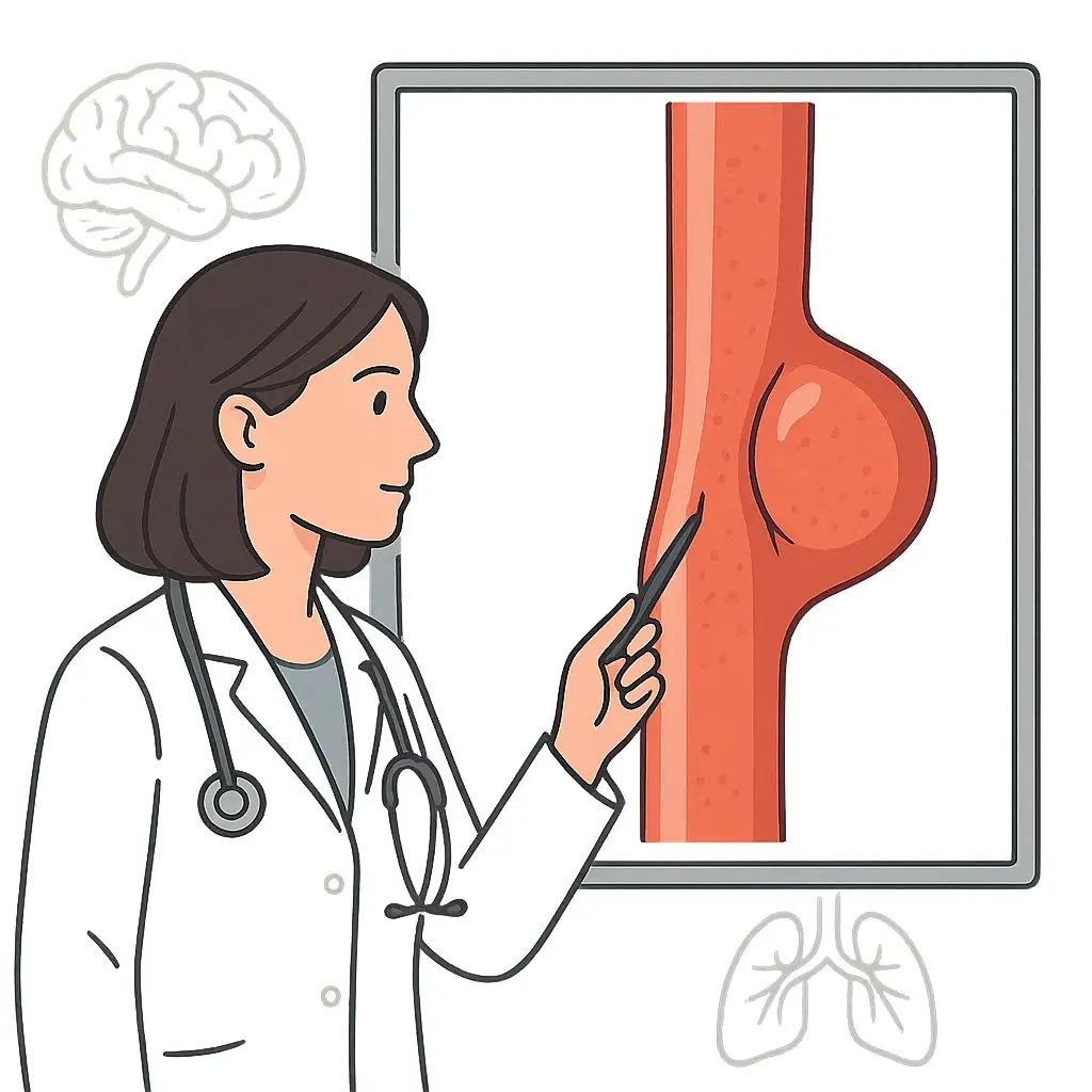 Aneurysma der Bauchschlagader, vergrößerte Gefäße.