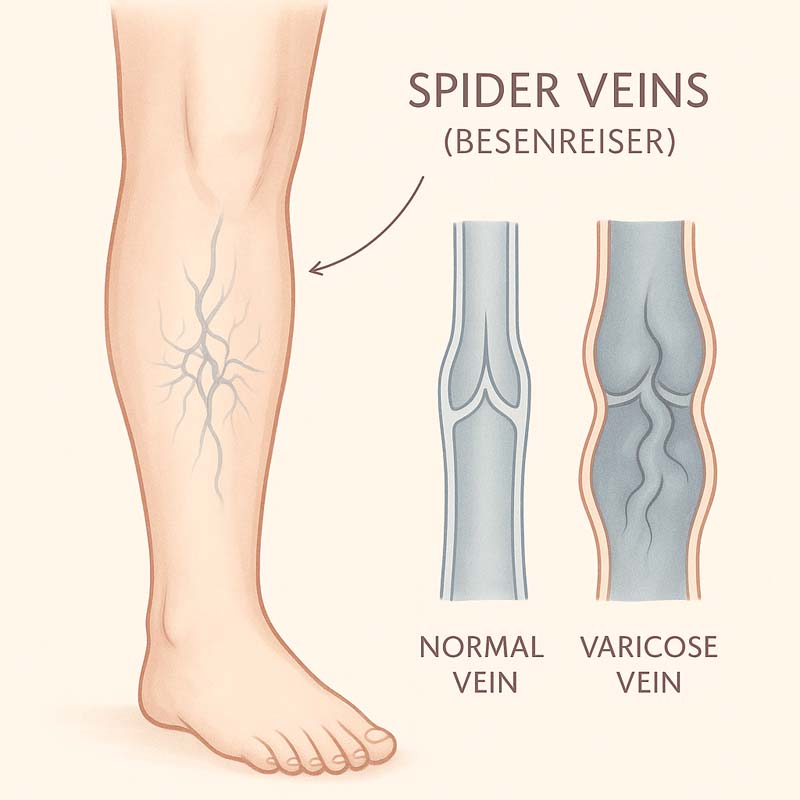 Typische Stellen für Besenreiser