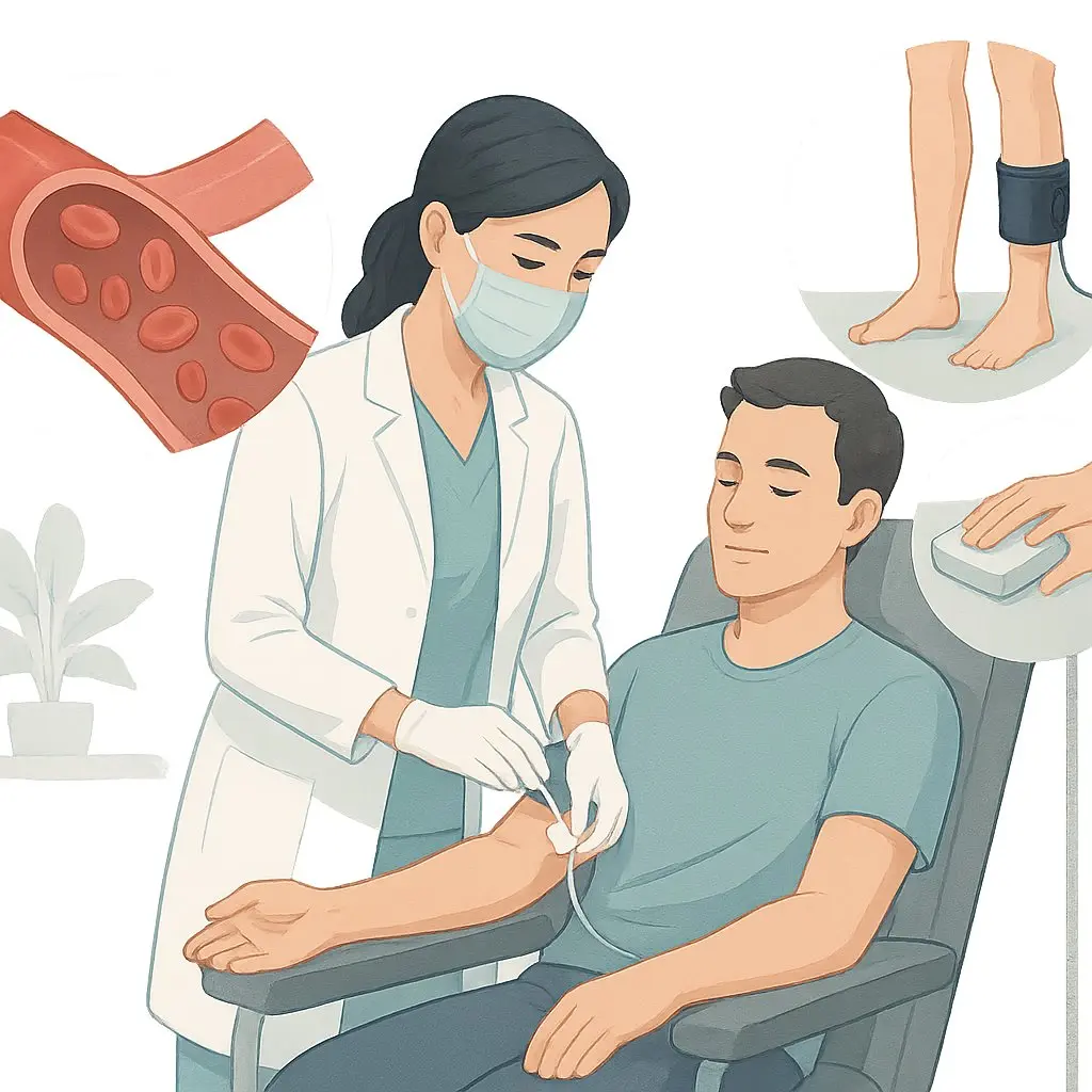 Grafik zur pAVK-Behandlung und Kathetereinsatz.
