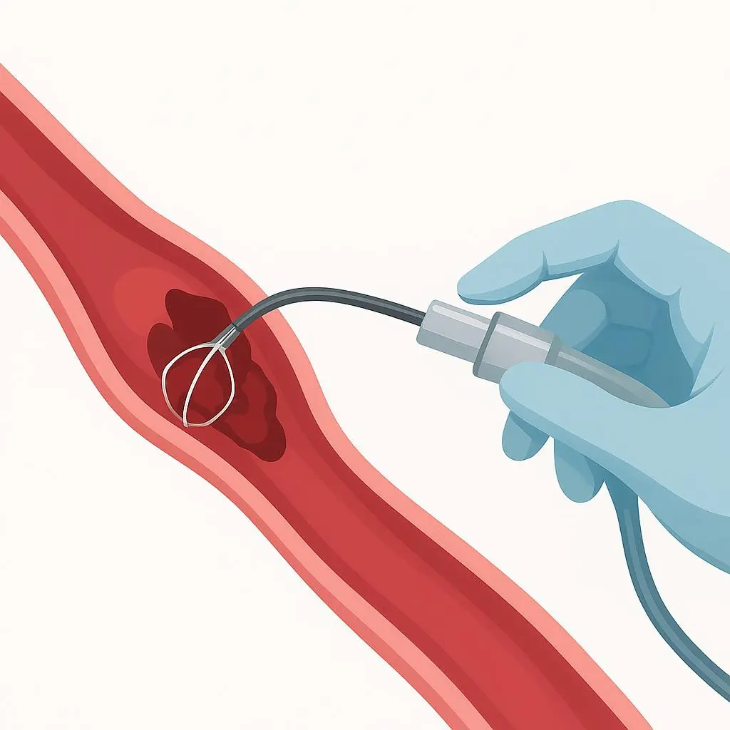 Medizinische Darstellung eines Katheters im Blutgefäß als Symbol für moderne gefäßmedizinische Behandlung