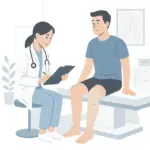 Nachsorge nach Venenbehandlung illustriert.