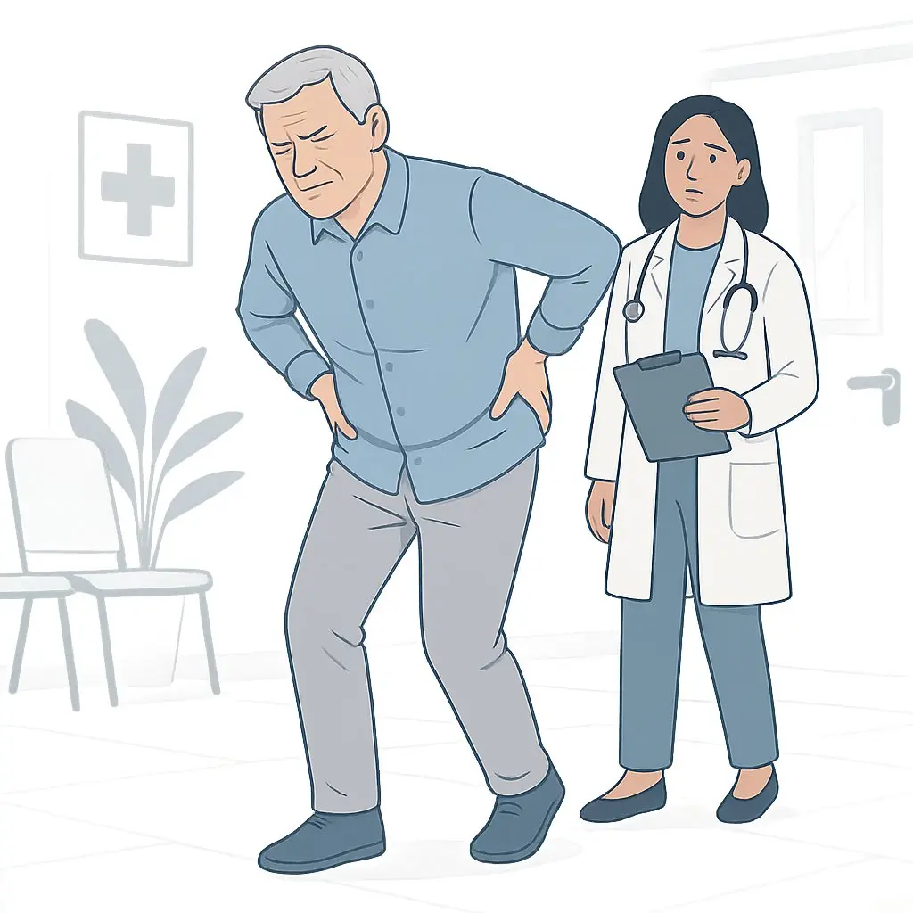 Schaufensterkrankheit: Beschwerden beim Gehen.