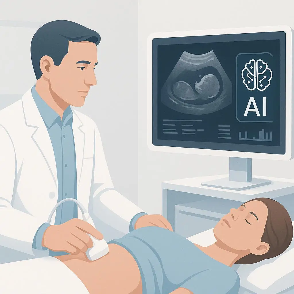 Ultraschalluntersuchung einer schwangeren Frau.