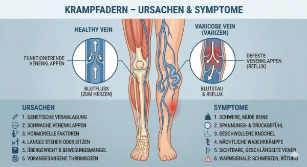 Gefäßspezialist im Gespräch mit Patientin über Krampfadern Behandlung